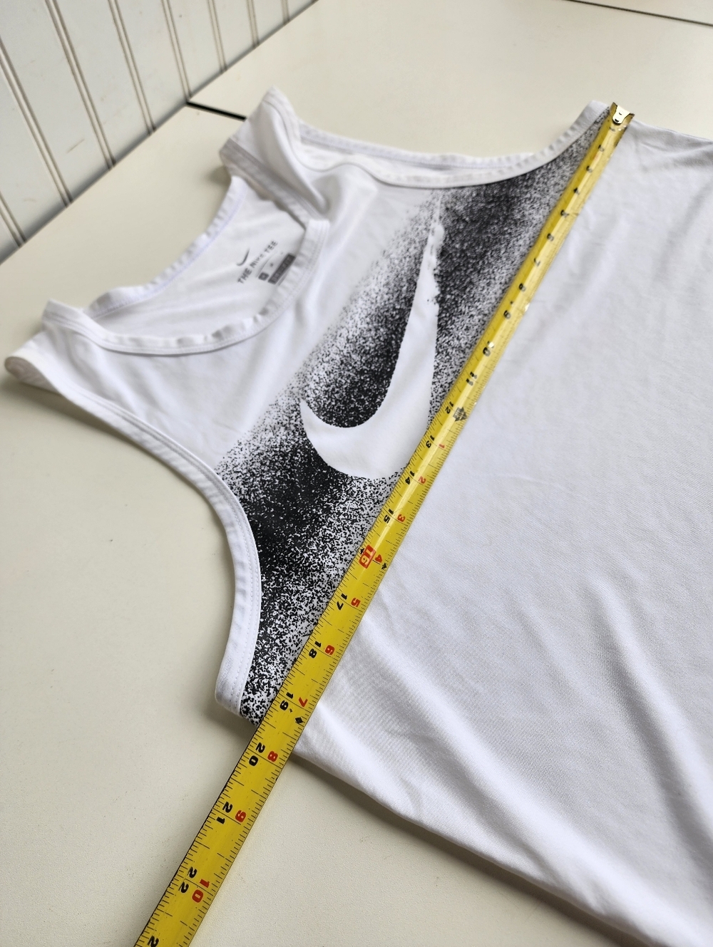 Nike Men's Legend Chalk Block Swoosh White/Black Training Tank Sz M - Picture 7 of 9
